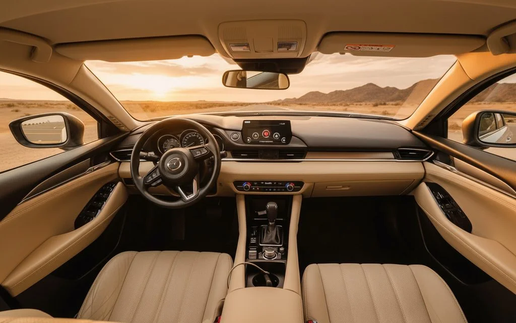 Mazda 6 2025 interior view showing trim – rental in Dubai