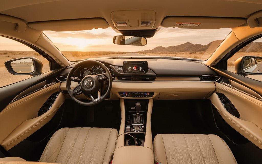Mazda 6 2025 interior view showing trim – rental in Dubai