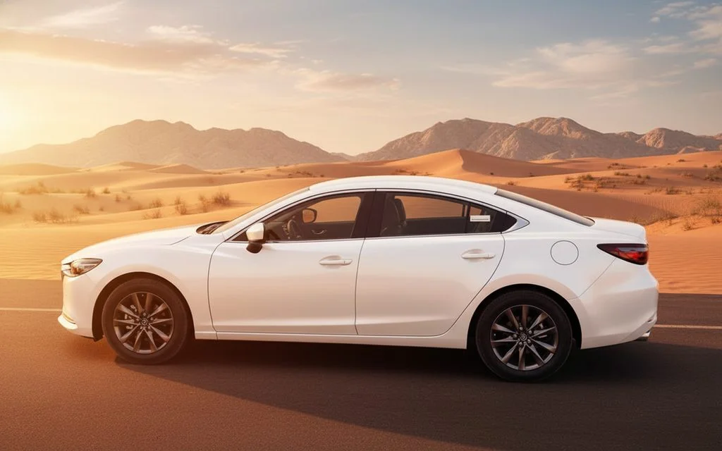 Mazda 6 2025 White side profile – rental in Dubai