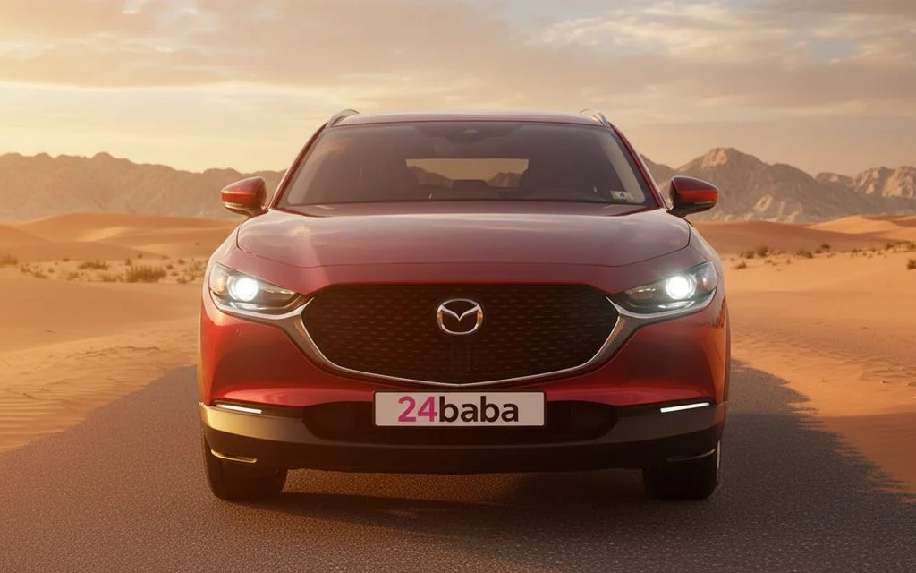 Mazda Cx 30 2023 Red front view with headlights – rental in Dubai