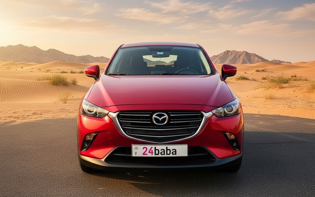 Mazda Cx 3 2025 Red front view with headlights – rental in Dubai