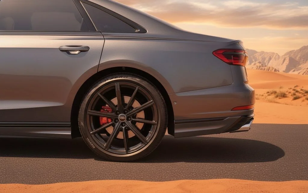 Audi S8 2022 alloy wheel close up – rental in Dubai