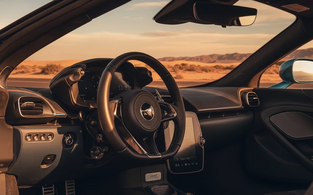 Mclaren Artura 2025 interior view showing trim – rental in Dubai