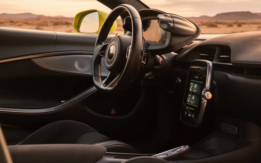 Mclaren Artura 2024 interior view showing trim – rental in Dubai
