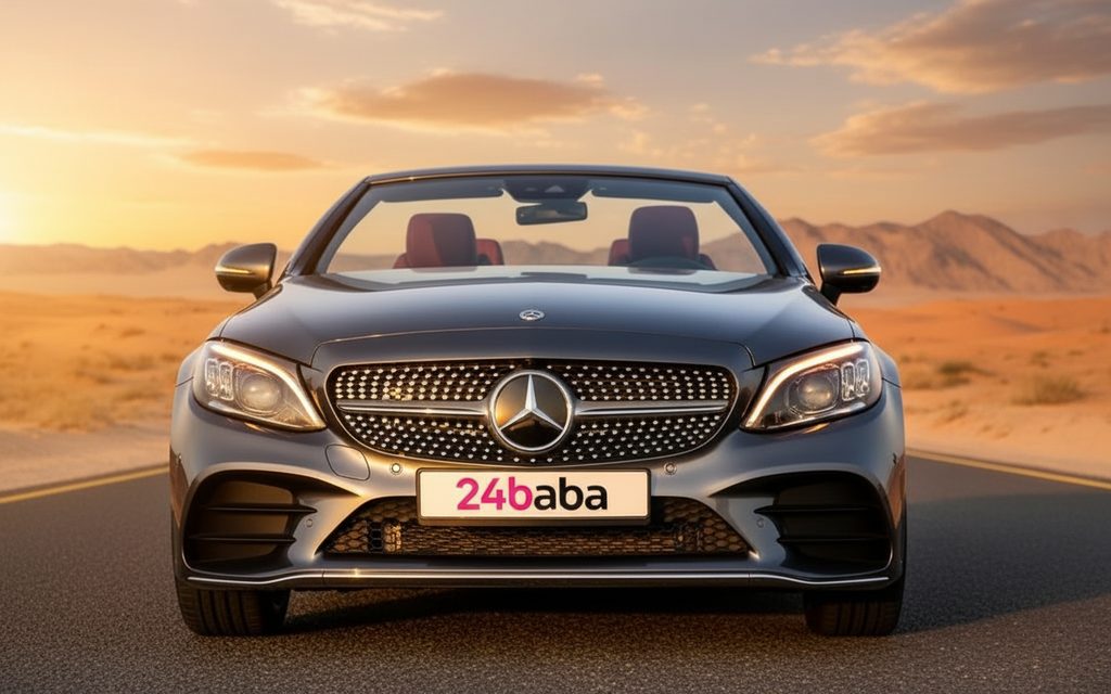 Mercedes C200 2023 Grey front view with headlights