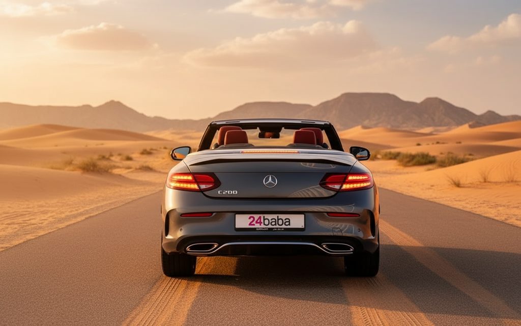 Mercedes C200 2023 Grey rear view showing taillights