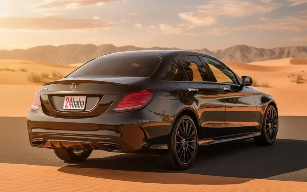 Mercedes C300 2021 Black rear view showing taillights