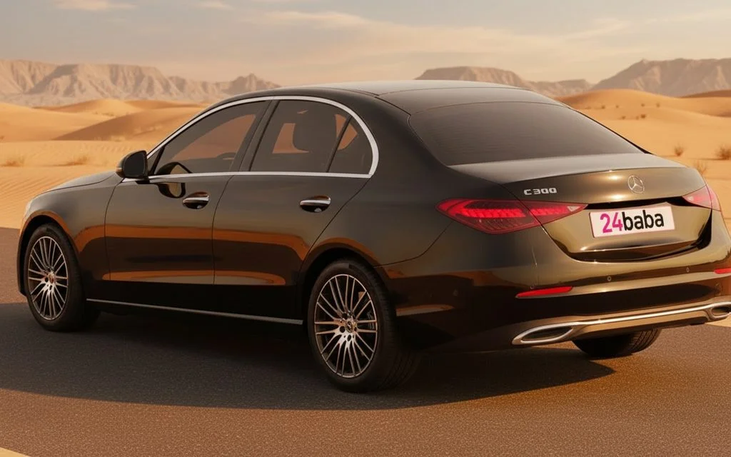 Mercedes C300 2024 Black rear view showing taillights