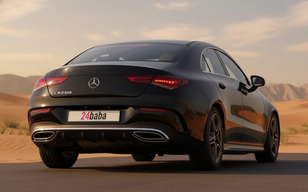 Mercedes Cla200 2022 Black rear view showing taillights