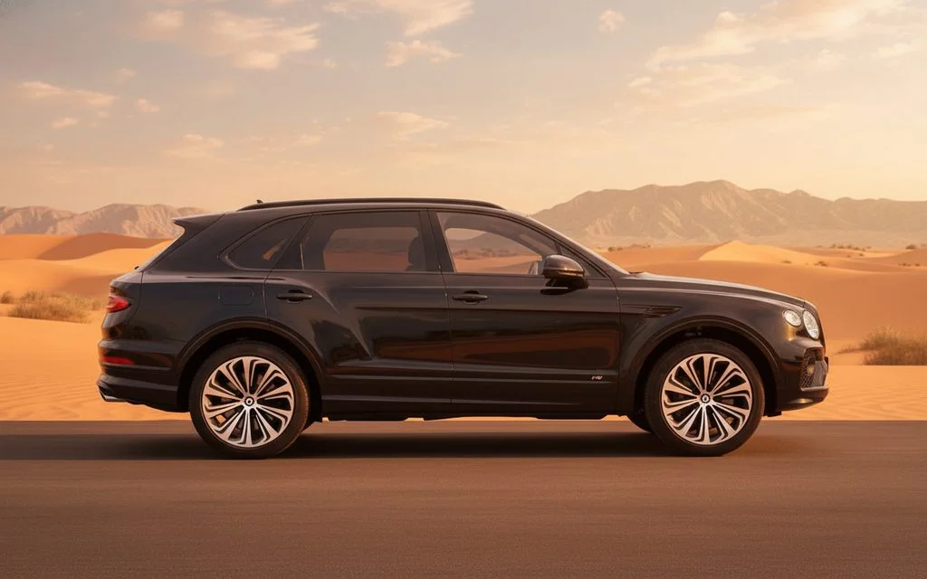Bentley Bentayga 2022 Black side profile – rental in Dubai