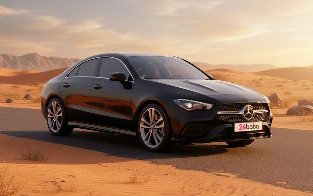 Mercedes Cla250 2020 Black front view with headlights