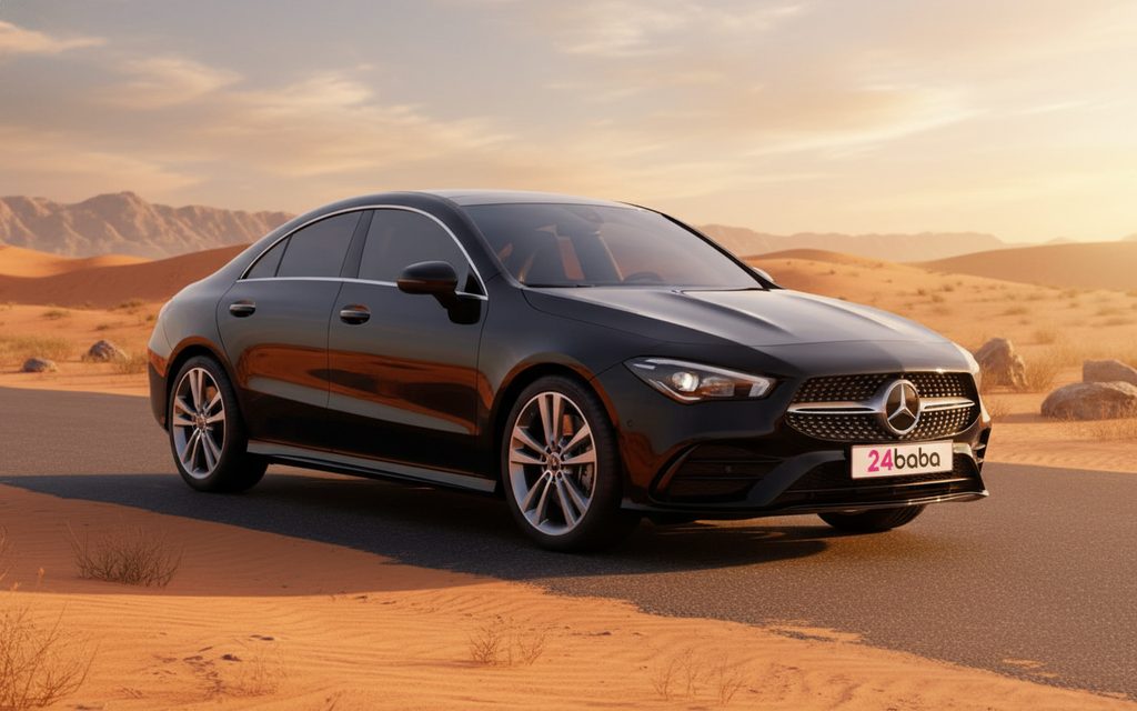 Mercedes Cla250 2020 Black front view with headlights