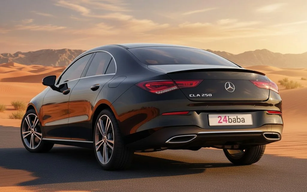 Mercedes Cla250 2020 Black rear view showing taillights