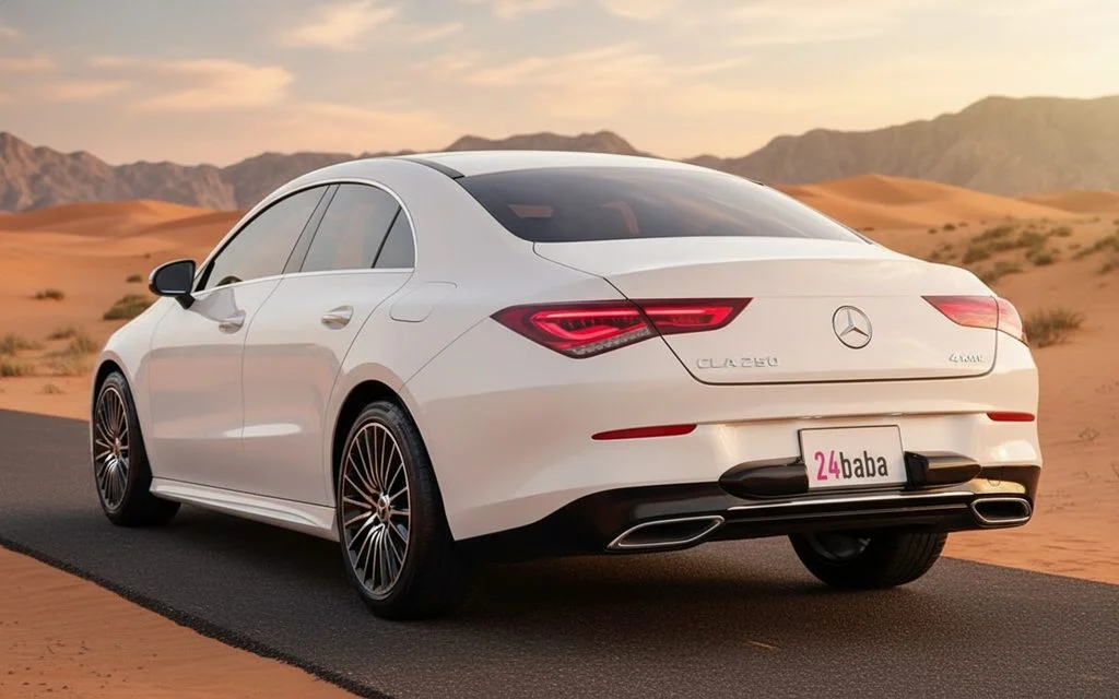 Mercedes Cla250 2023 White rear view showing taillights