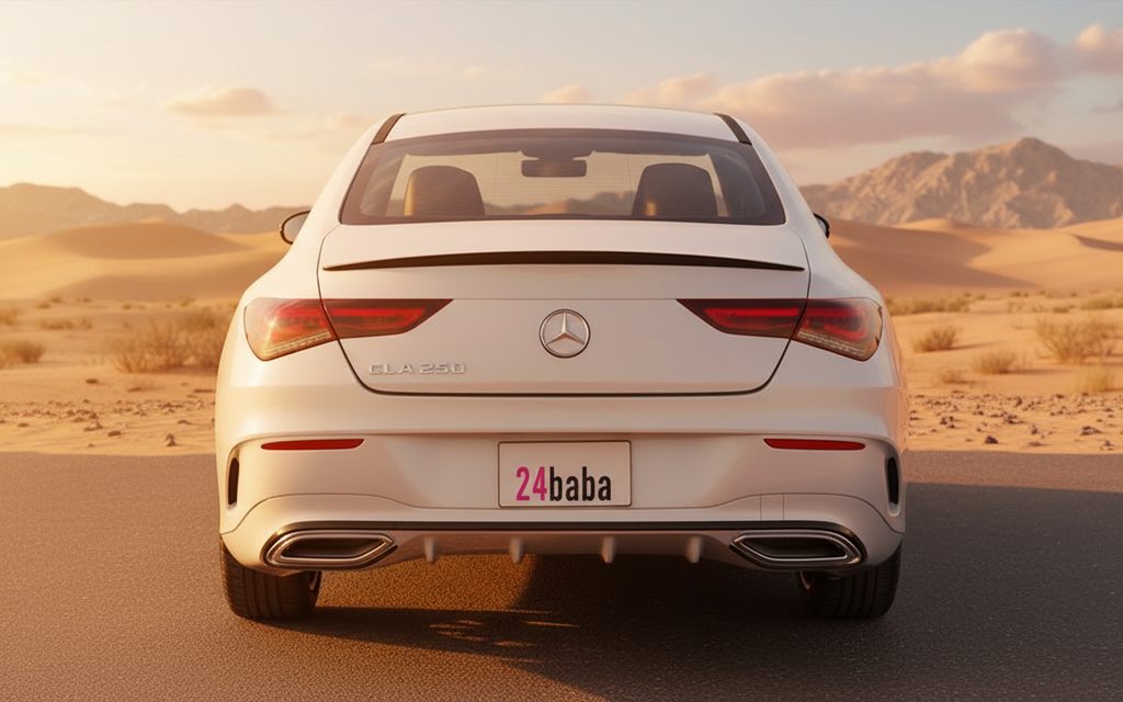Mercedes Cla45 2022 White rear view showing taillights