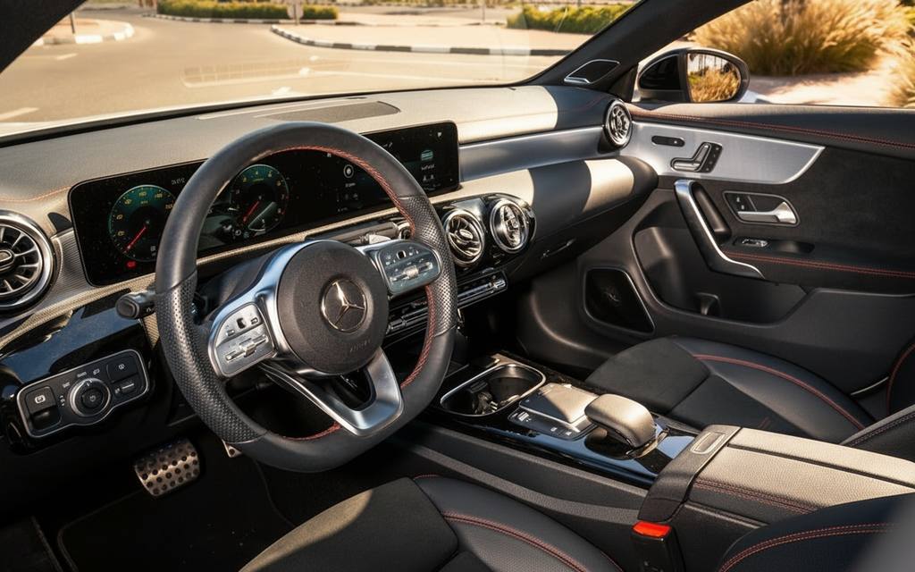 Mercedes Cla45 2022 interior view showing trim