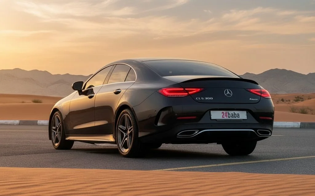 Mercedes Cls300 2022 Grey rear view showing taillights – rental in Dubai