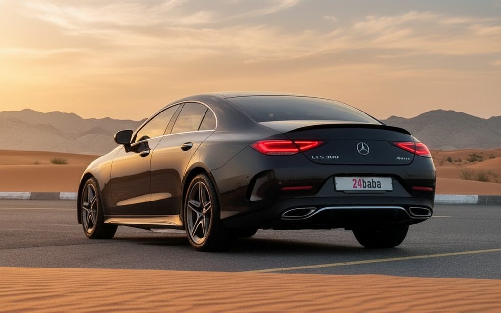 Mercedes Cls300 2022 Grey rear view showing taillights – rental in Dubai