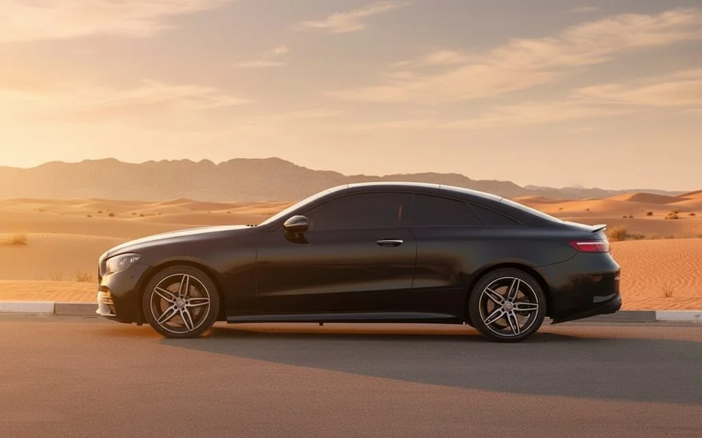 Mercedes E53 2021 Black side profile – rental in Dubai