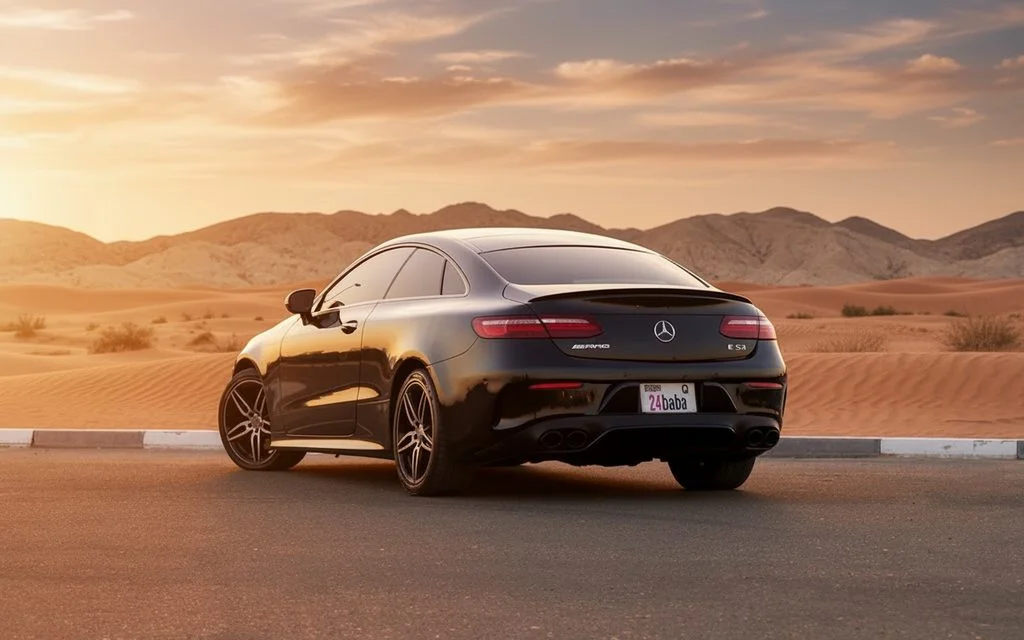 Mercedes E53 2021 Black rear view showing taillights – rental in Dubai