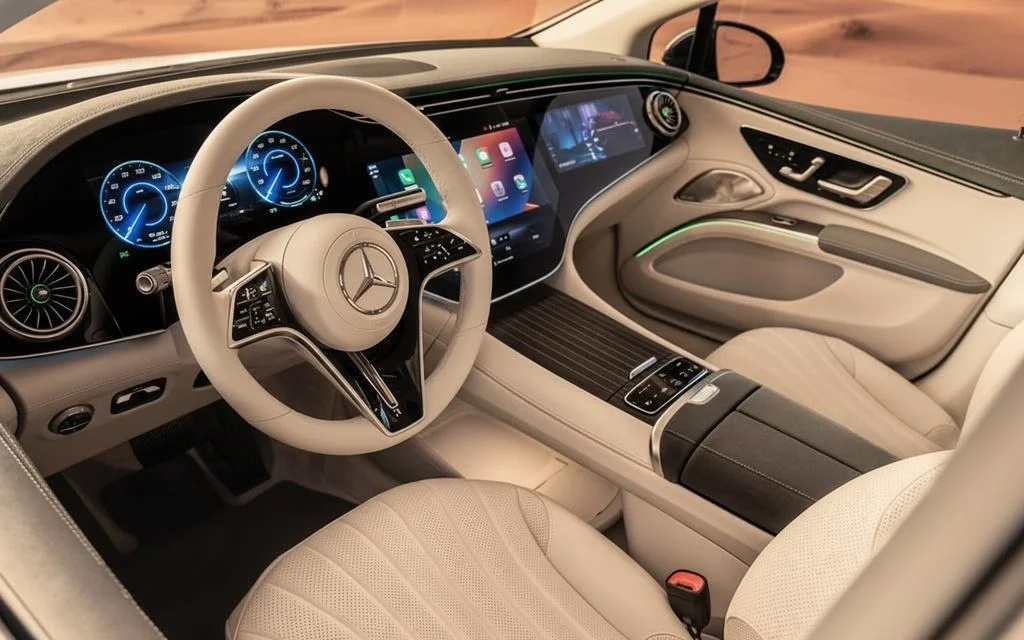 Mercedes Eqs580 2022 interior view showing trim – rental in Dubai