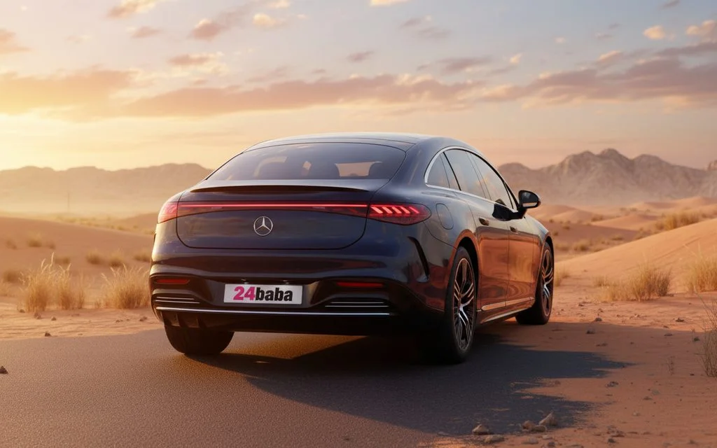 Mercedes Eqs580 2022 Blue rear view showing taillights – rental in Dubai