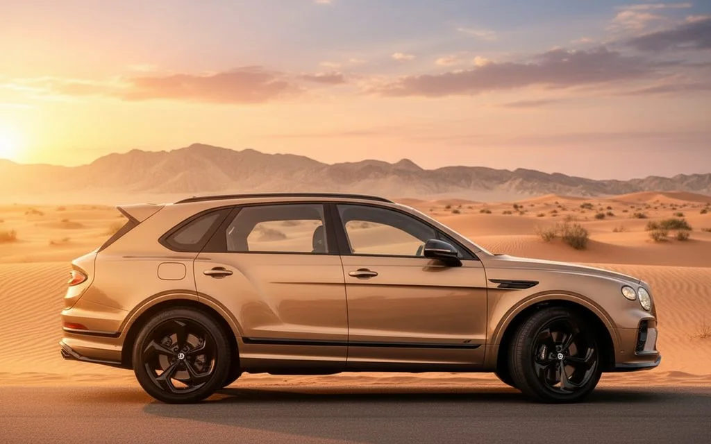 Bentley Bentayga 2022 Gold side profile – rental in Dubai