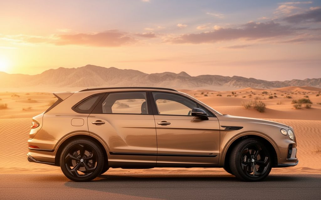 Bentley Bentayga 2022 Gold side profile – rental in Dubai