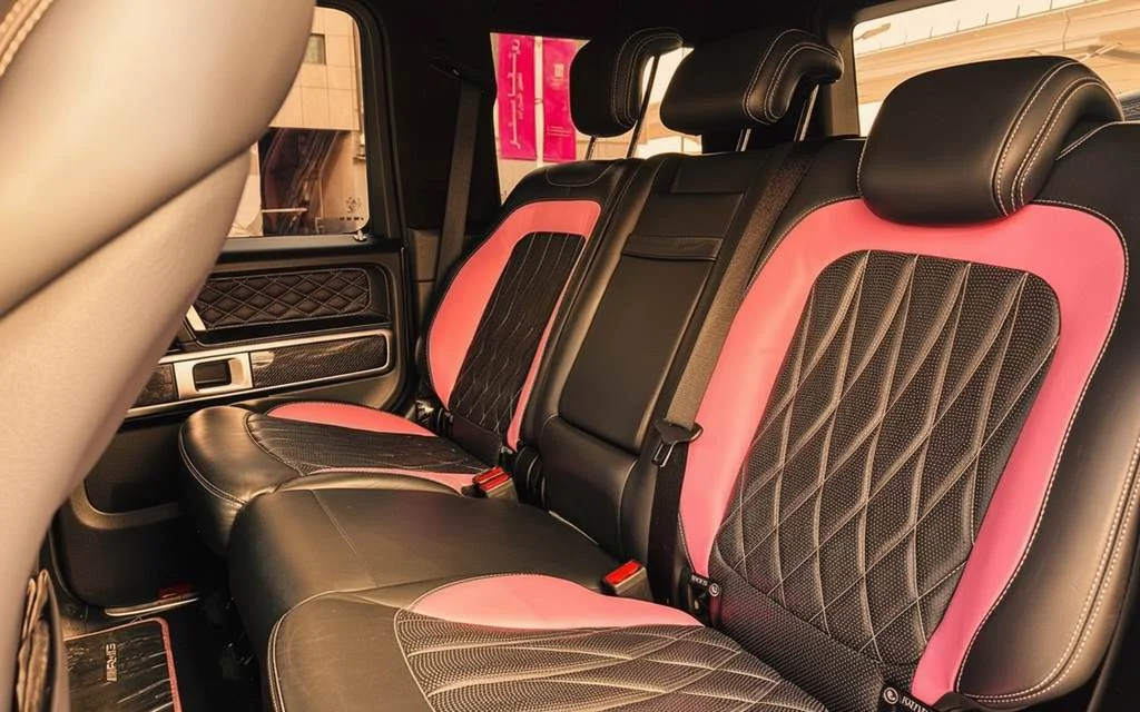 Mercedes G500 2021 leather seats and cabin – rental in Dubai