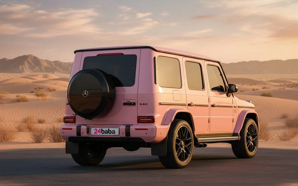 Mercedes G500 2021 Red side profile – rental in Dubai