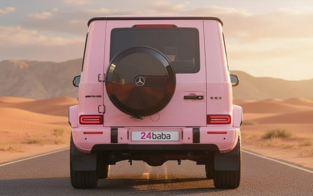 Mercedes G500 2021 Red rear view showing taillights – rental in Dubai