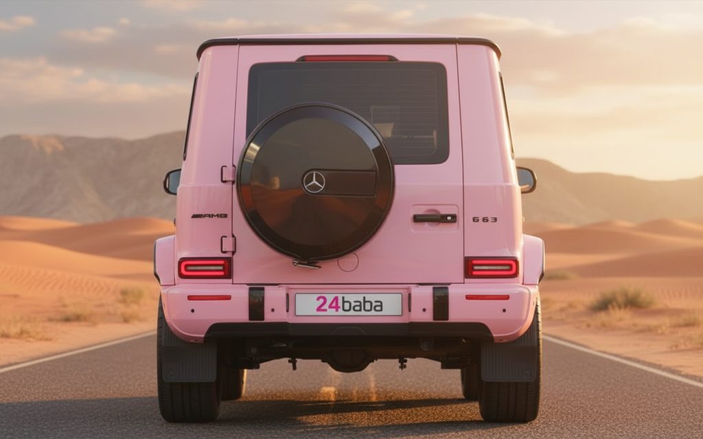 Mercedes G500 2021 Red rear view showing taillights – rental in Dubai