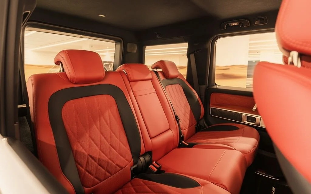 Mercedes G63 2022 leather seats and cabin – rental in Dubai