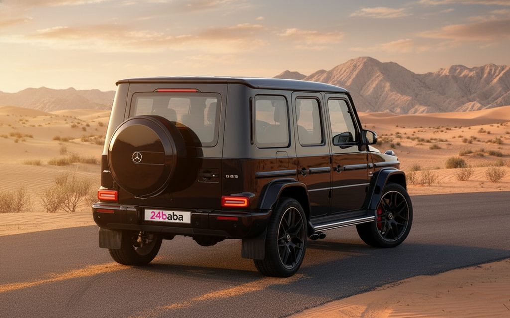 Mercedes G63 2022 Black rear view showing taillights – rental in Dubai