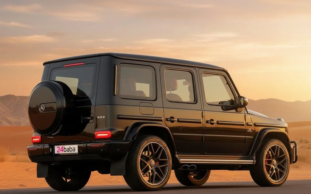 Mercedes G63 2022 Black side profile – rental in Dubai
