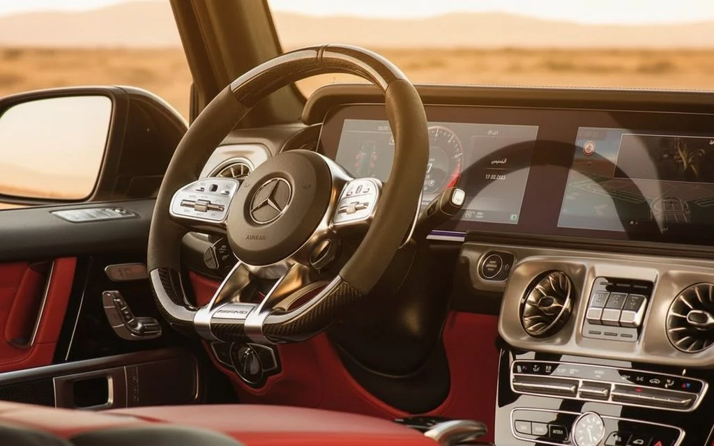 Mercedes G63 2022 interior view showing trim – rental in Dubai