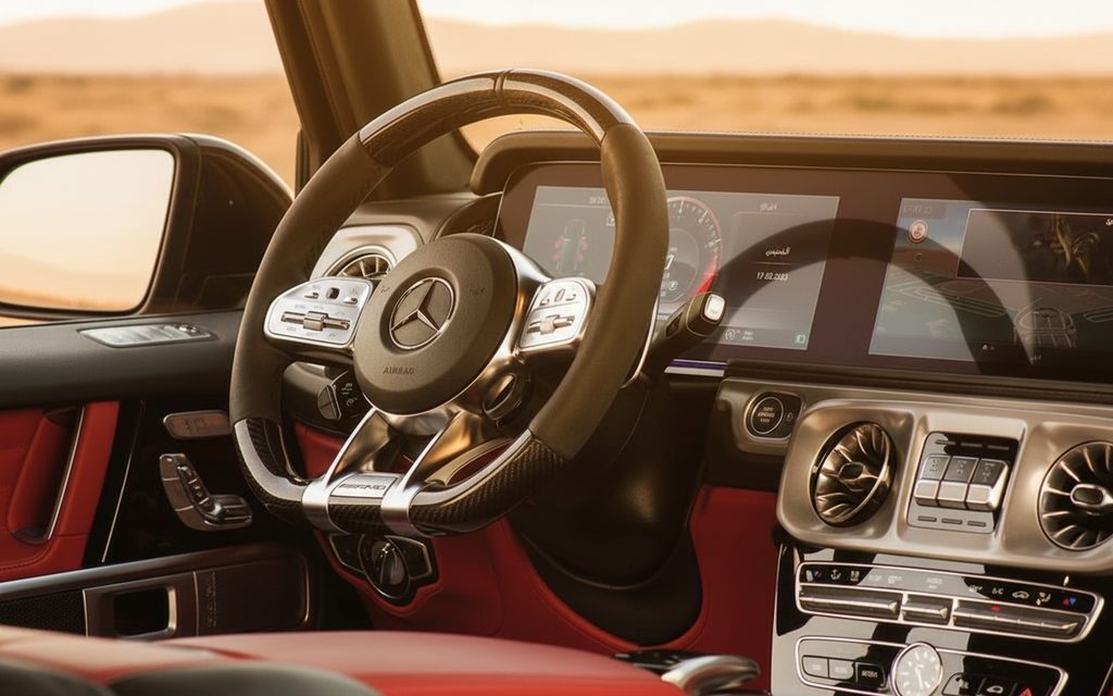 Mercedes G63 2022 interior view showing trim – rental in Dubai