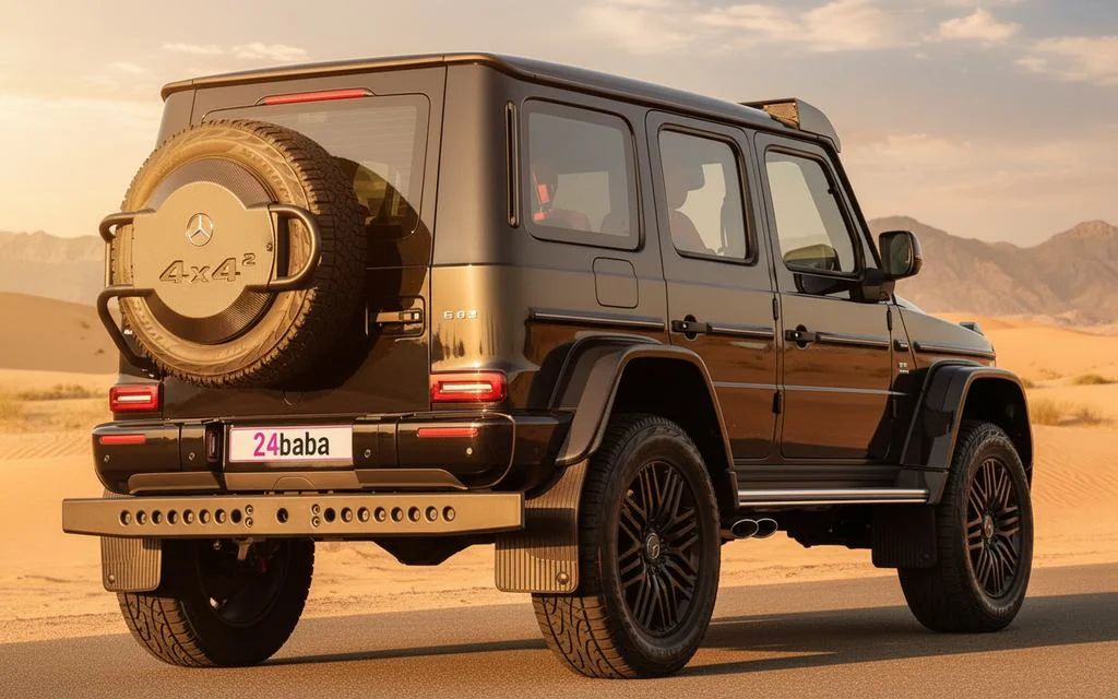 Mercedes G63 2022 Black rear view showing taillights – rental in Dubai