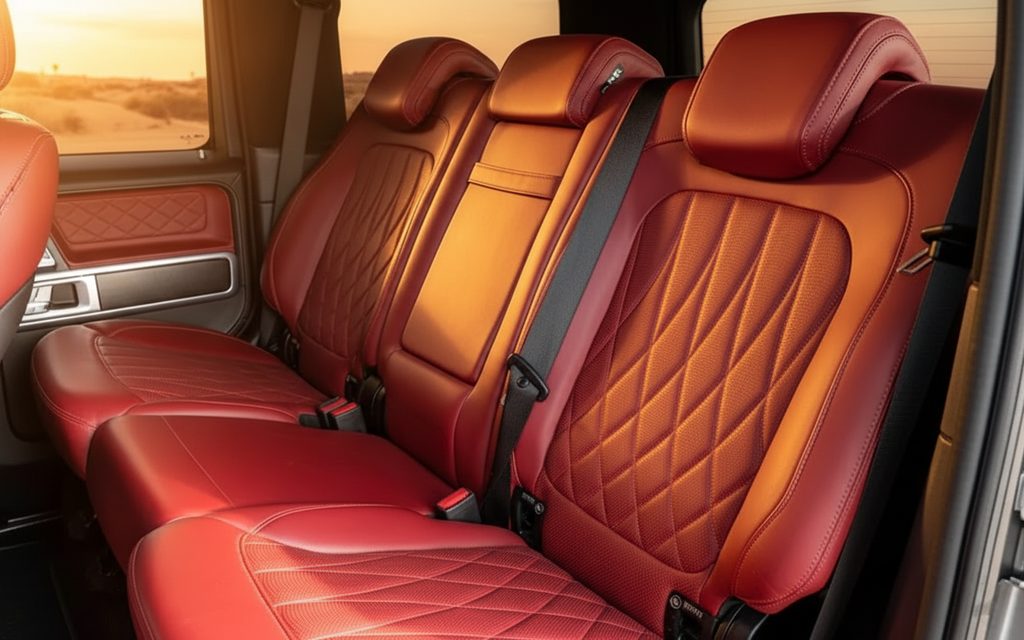 Mercedes G63 2023 leather seats and cabin – rental in Dubai