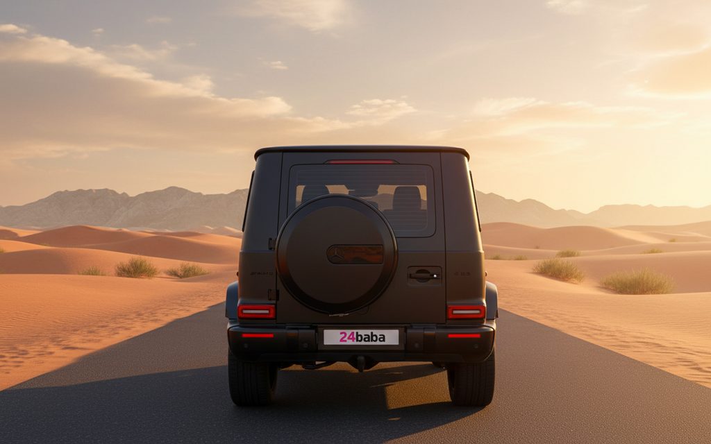 Mercedes G63 2024 Black rear view showing taillights – rental in Dubai