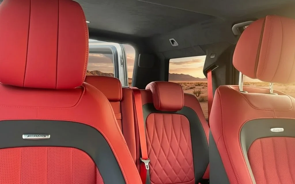 Mercedes G63 2021 leather seats and cabin – rental in Dubai