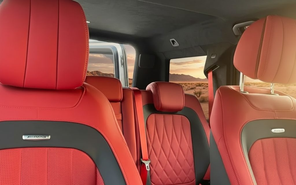 Mercedes G63 2021 leather seats and cabin – rental in Dubai
