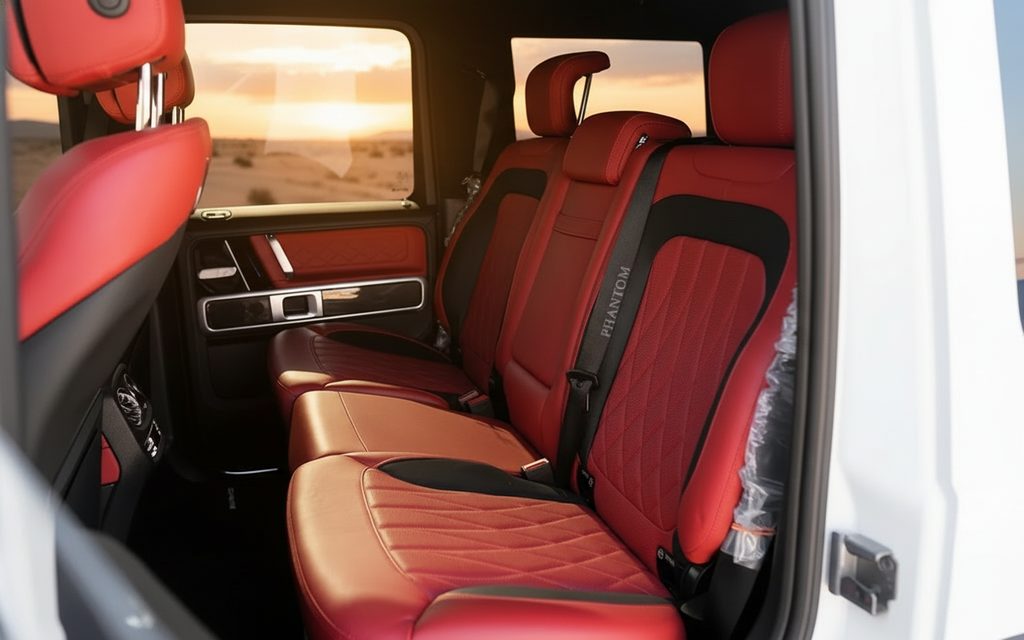 Mercedes G63 2022 leather seats and cabin – rental in Dubai