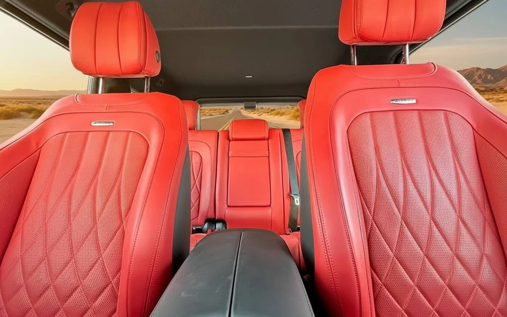 Mercedes G63 2022 leather seats and cabin – rental in Dubai