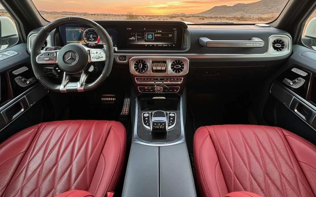 Mercedes G63 2022 interior view showing trim – rental in Dubai