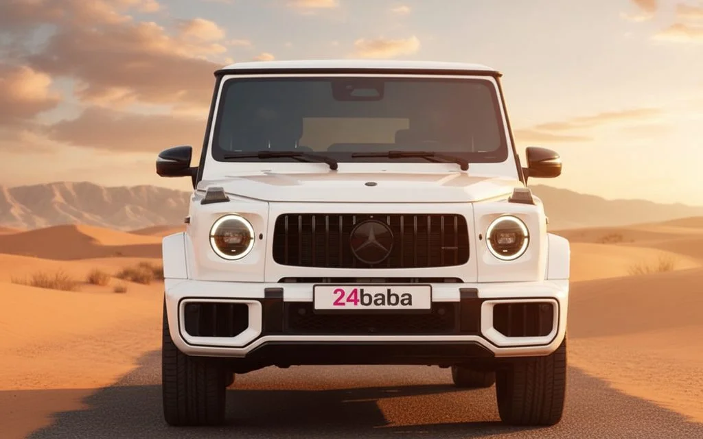 Mercedes G63 2025 White front view with headlights