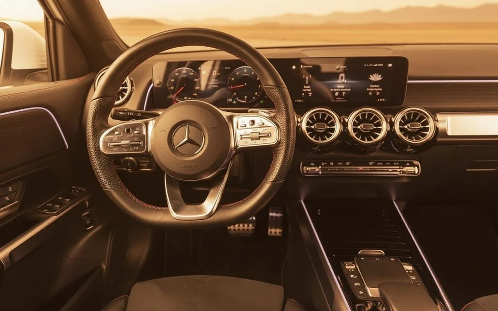 Mercedes Glb250 2022 interior view showing trim – rental in Dubai