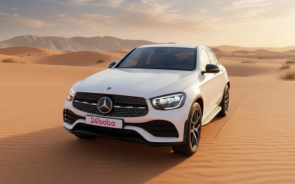 Mercedes Glc200 2023 White front view with headlights