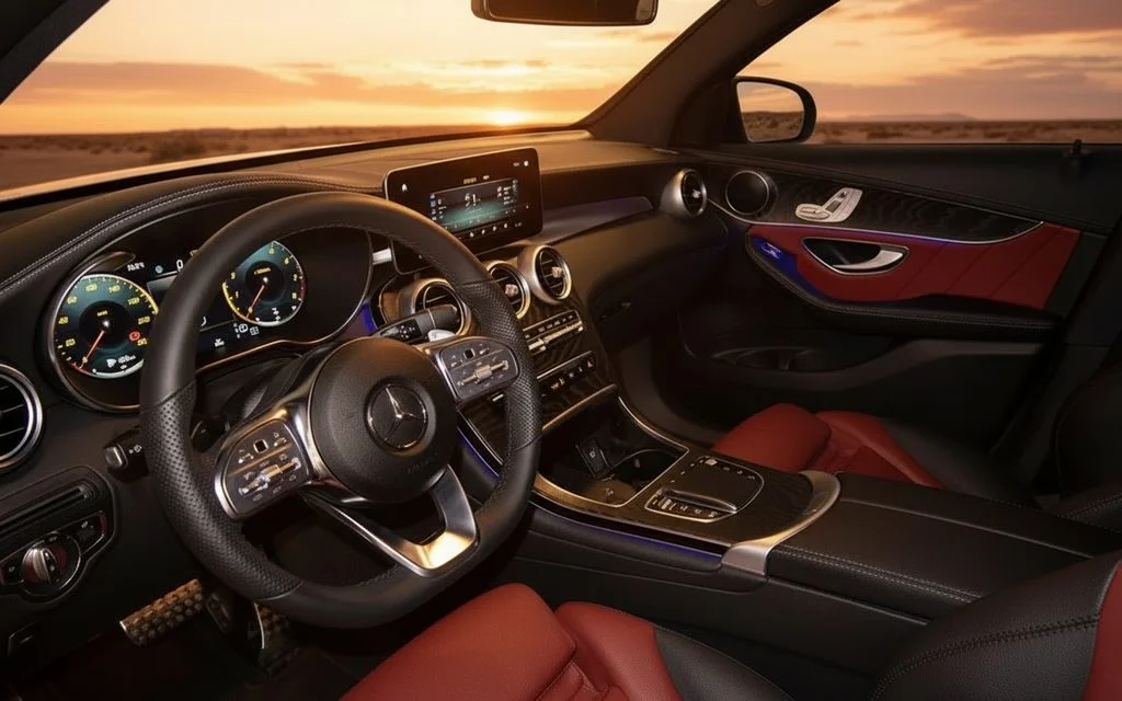 Mercedes Glc200 2023 interior view showing trim – rental in Dubai