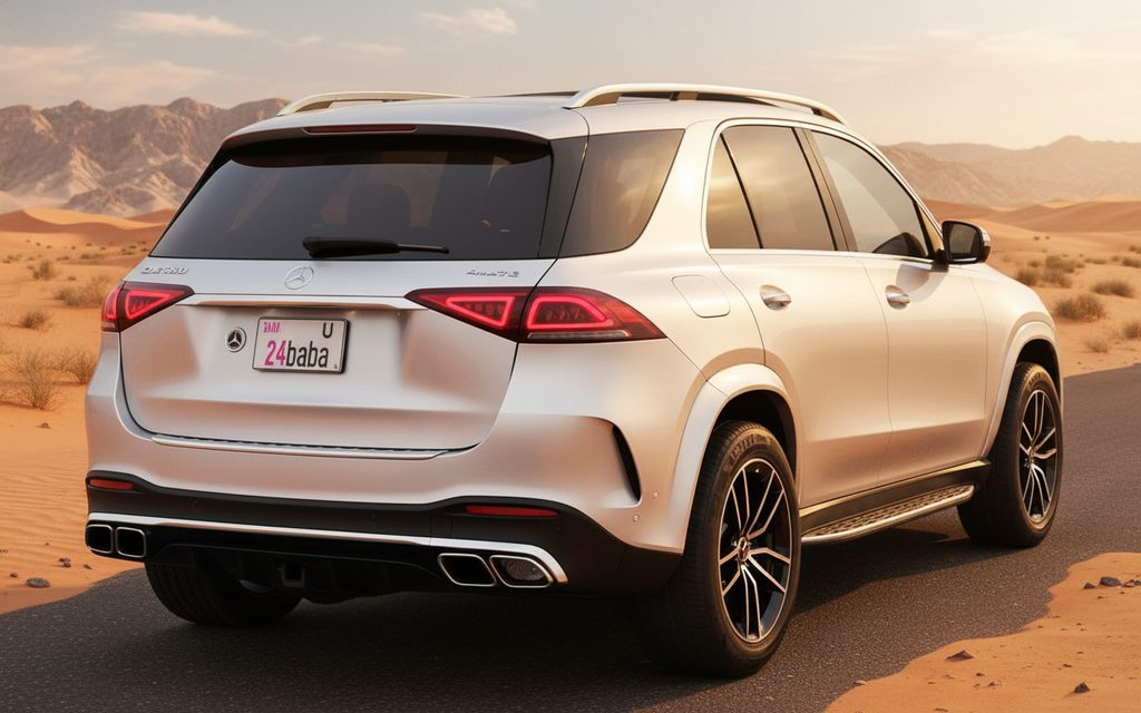 Mercedes Gle350 2021 Silver rear view showing taillights – rental in Dubai